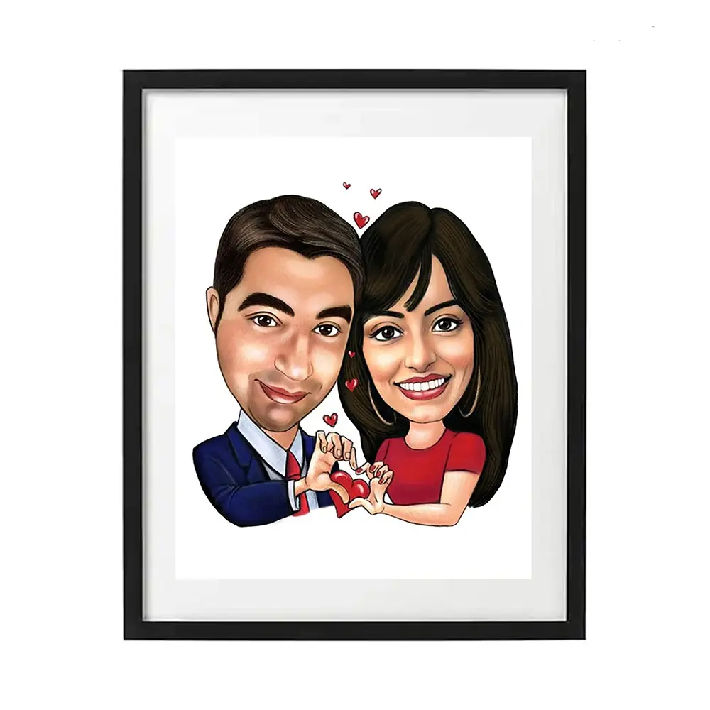 Personalized Caricature Photo Frame Stand – Custom Cartoon Portrait Gift for Couples, Friends, Family – Desk & Wall Decor, Unique, Anniversary, Birthday, Wedding 